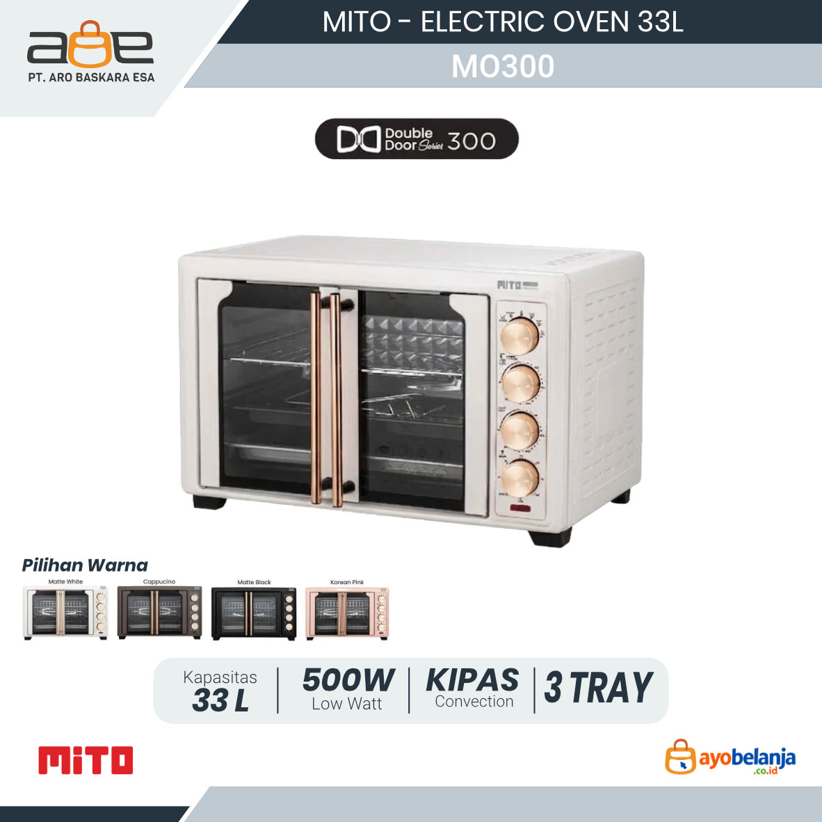 MITO - ELECTRIC OVEN - MO300 FANTASY DOUBLE DOOR SERIES - 33L