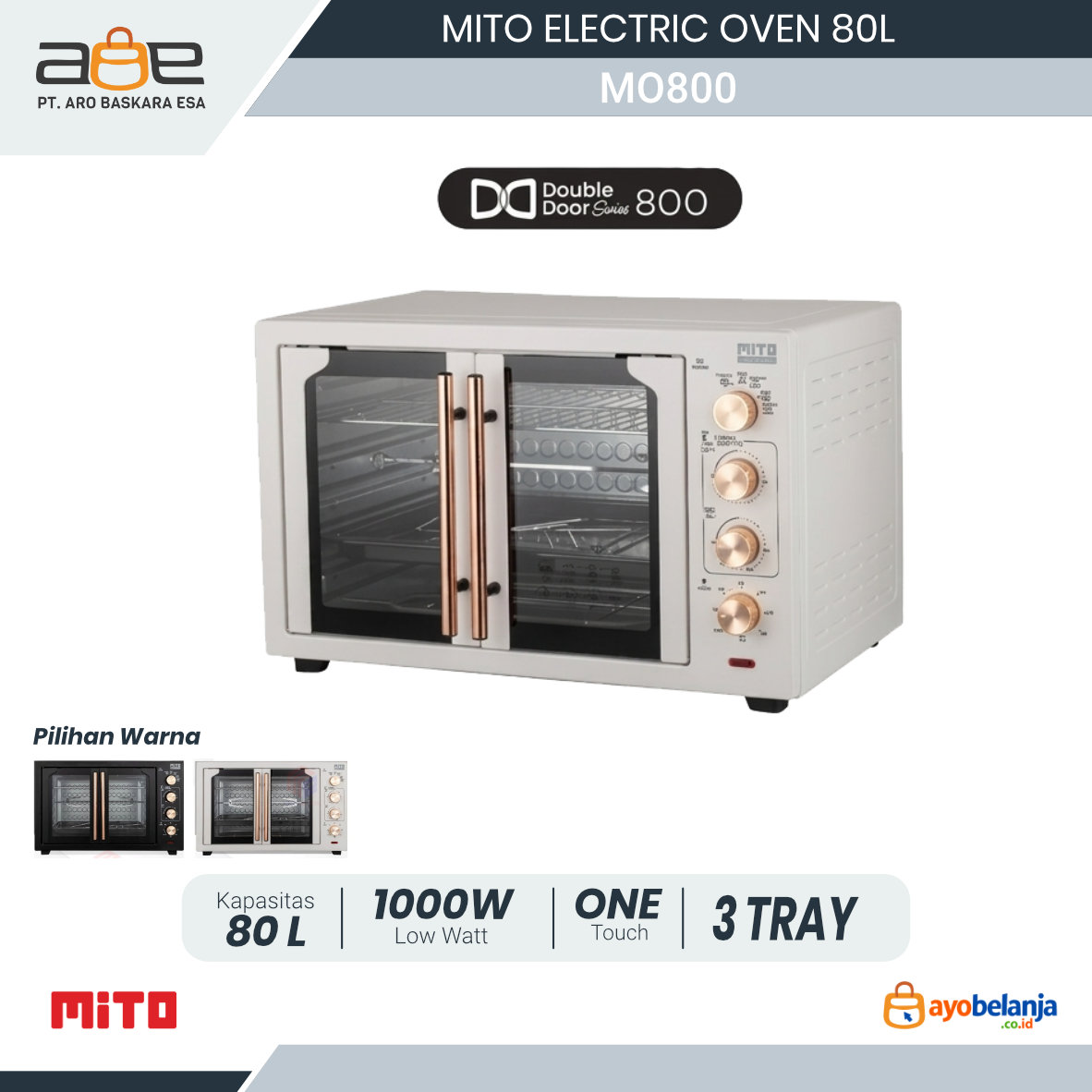 MITO - ELECTRIC OVEN - MO800
DOUBLE DOOR SERIES - 80L