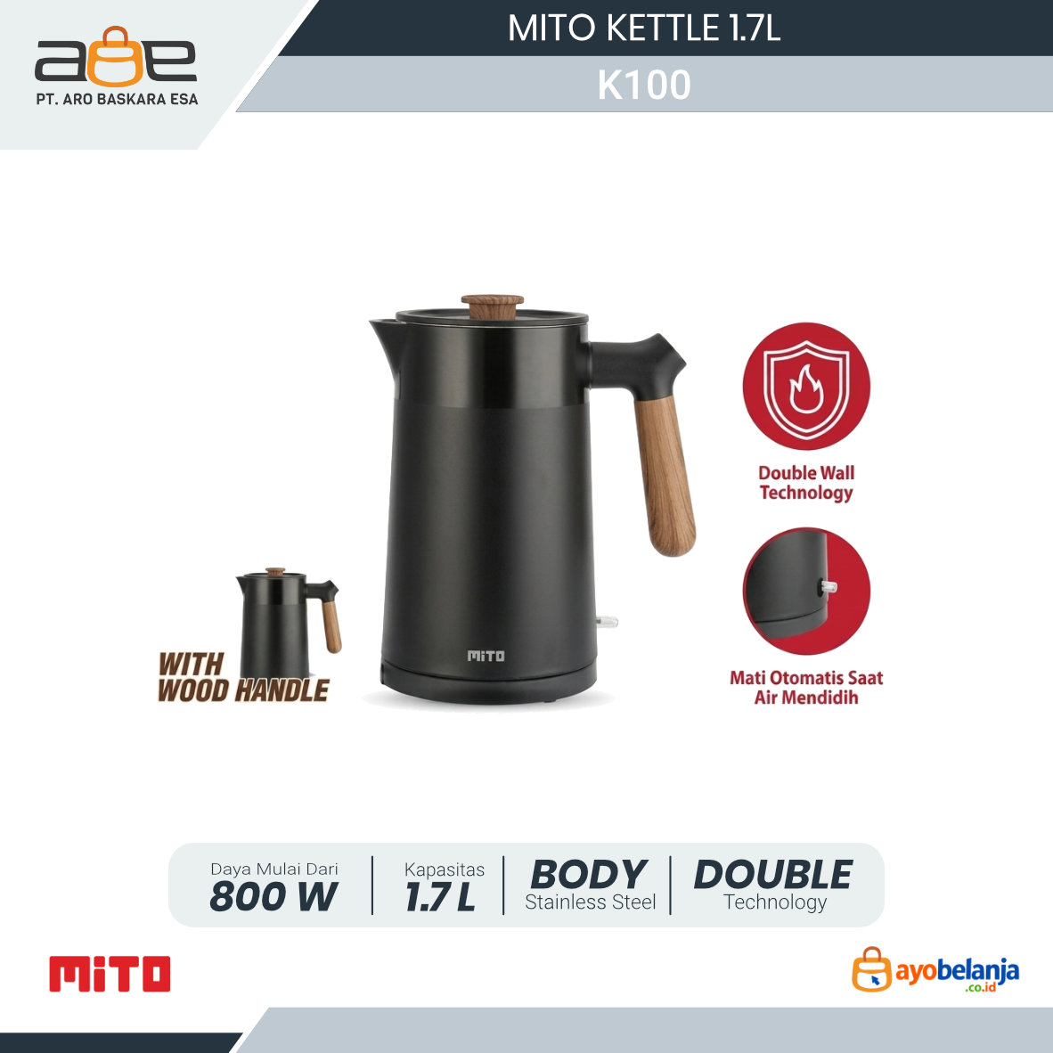 MITO - KETTLE - K100 WOODY - 1.7L