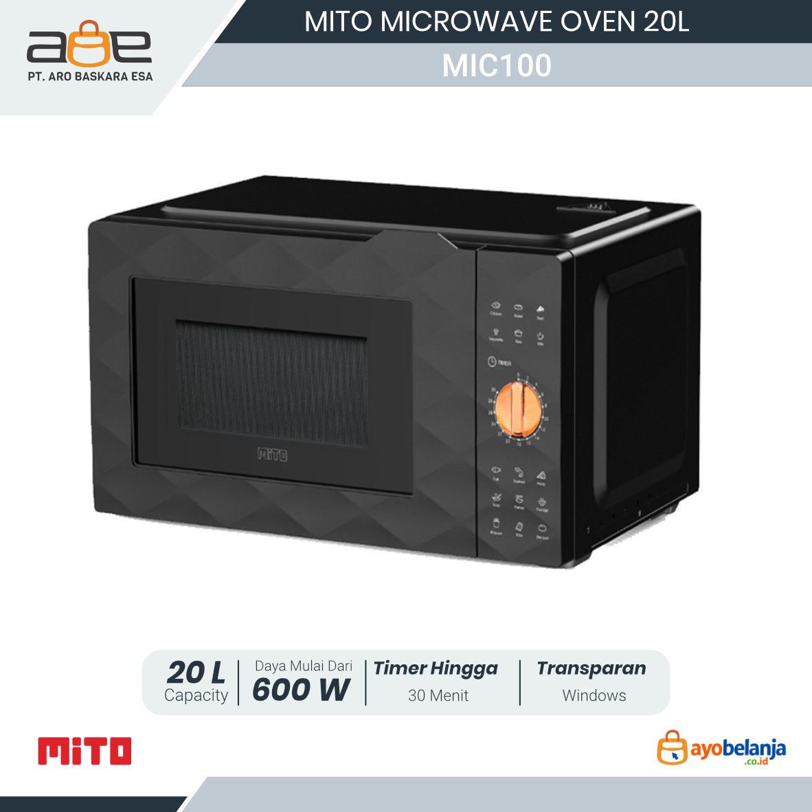 MITO - MICROWAVE OVEN - MIC100 - 20L