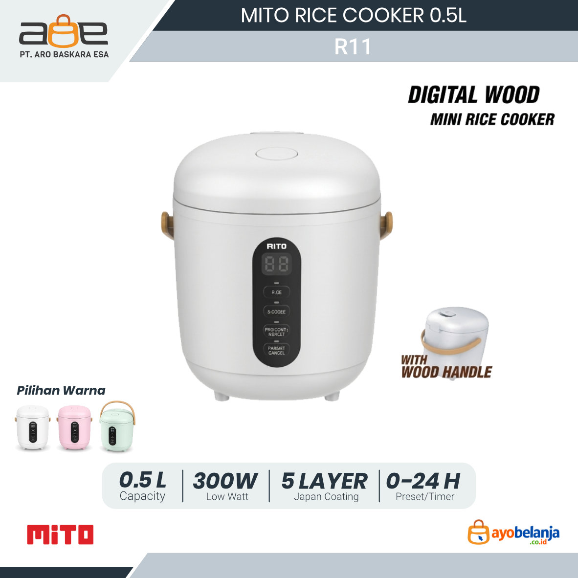 MITO - RICE COOKER - R11 DIGITAL WOOD SERIES - 0.5L