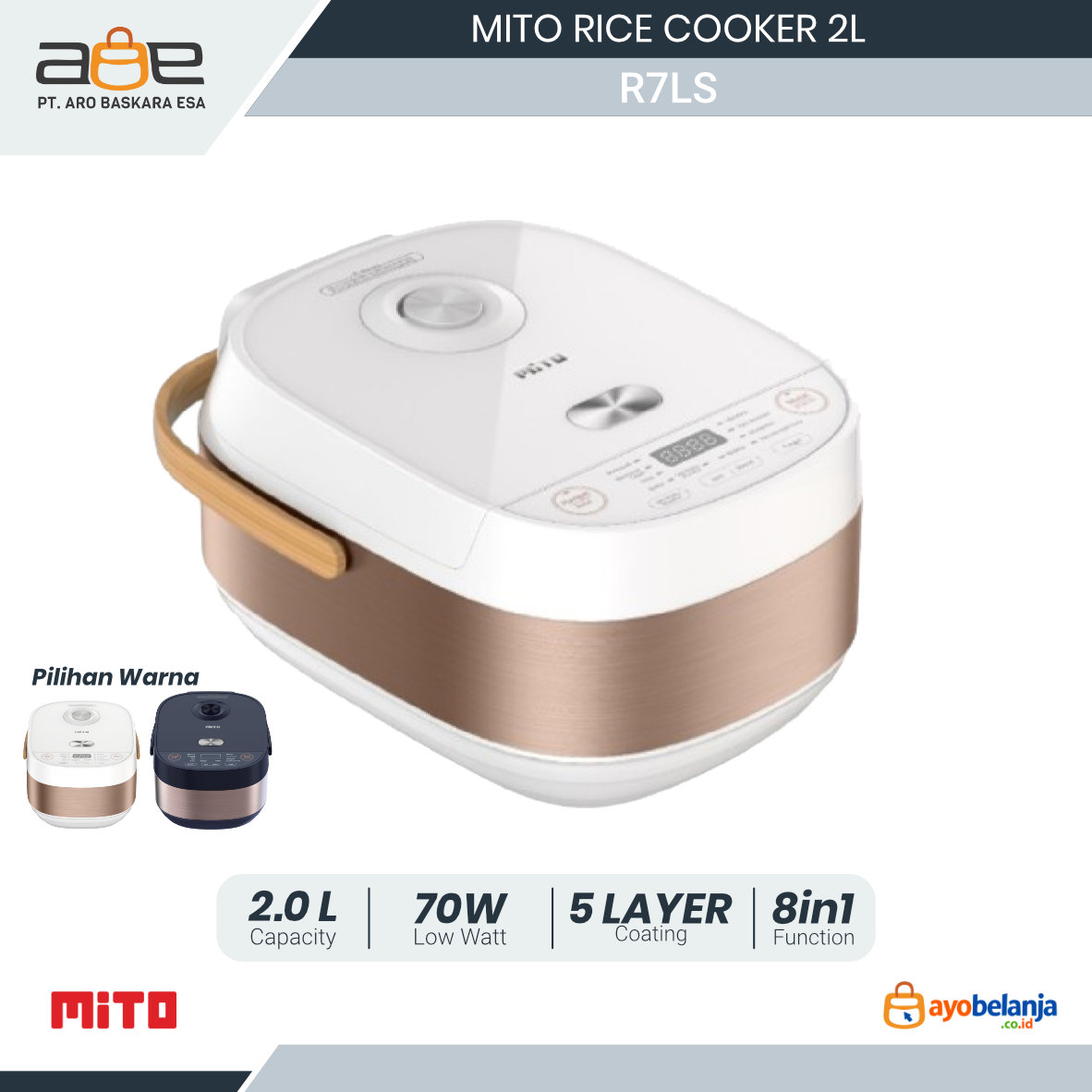 MITO - RICE COOKER - R7 LOW SUGAR WOOD SERIES - 2L